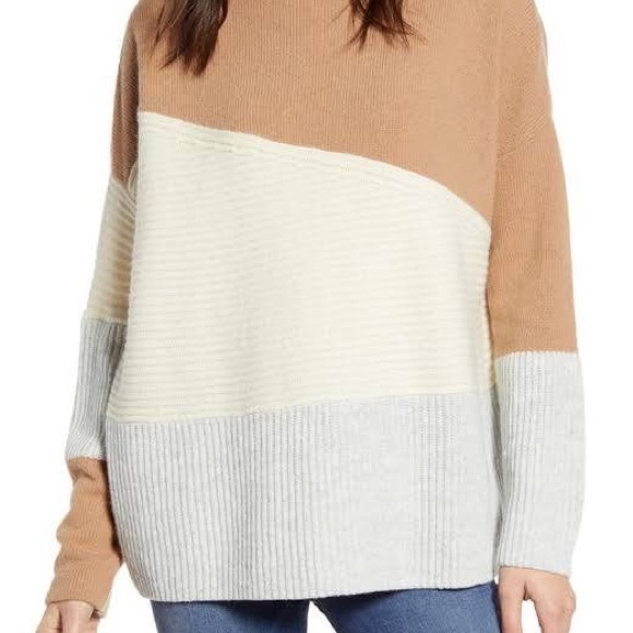 French Connection Sophia Funnel Colorblock Sweater - Picture 1 of 5